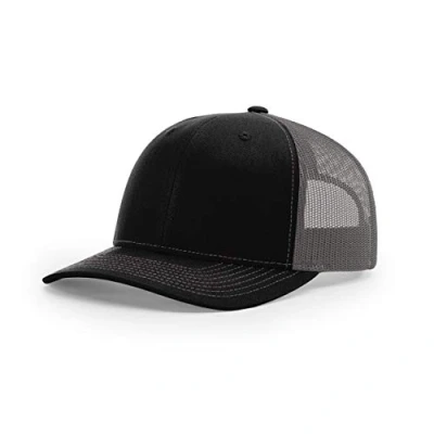 Image of Richardson Unisex 112 Trucker Adjustable Snapback Baseball Cap, Black/Charcoal, One Size