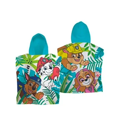 Image of Character World Official Paw Patrol Hooded Towel Poncho Super Soft Feel, Amazing Jungle Design Swimming Changing Robe Perfect The Home, Bath &amp; Beach,Multicoloured,115 x 50 cm