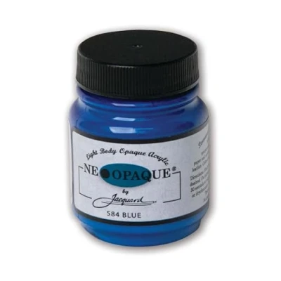 Image of Jacquard Neopaque JAC1584 Blue Acrylic Paint, Ideal for Fabric, Leather, and Mixed Media, Water Based Non Toxic 2.25 oz Bottle