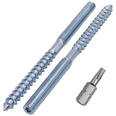 Image of SKIR&#039;CO (4 pcs) Hanger Bolts M8 x 120 mm, Double Ended Thread Dowel Screws, Headed