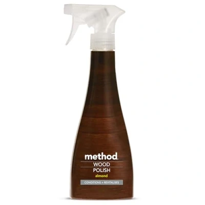 Image of Method Wood Polish Spray, Cleaner with Moisturising Oil, Gently Cleans and Shines, Almond Natural Scent, Pack of 1, 354ml