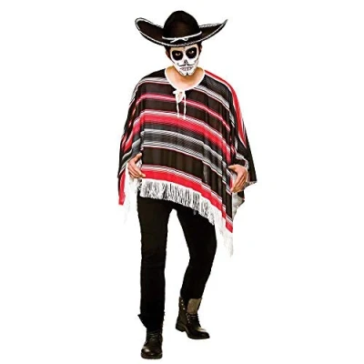 Image of Wicked Costumes Adult Mens Day of the Dead Bandit Poncho Fancy Dress (Men: One Size)