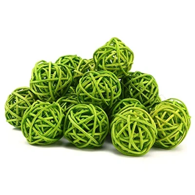 Image of 20pcs Wicker Rattan Balls Decorative Orbs Vase Fillers for Craft, Party, Valentine&#039;s Day, Wedding Table Decoration, Baby Shower, 3cm/1.18in (Green)