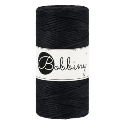 Image of Bobbiny Regular 3mm Single Ply Macrame Cord (Black) 100m