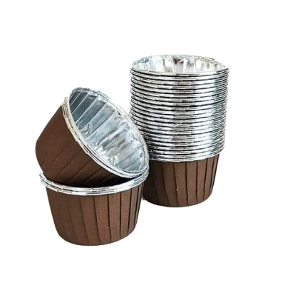 Image of Cups &amp; Cases Pleated Baking Greaseproof Standard Size Sturdy Cupcake (100, Brown Silver)