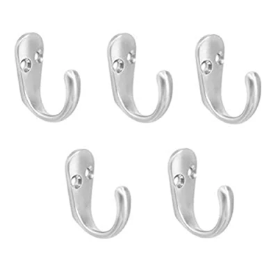 Image of Merriway® BH00526 (5 Pcs) Nickel Plated Single Robe Hook with Matt Finish Pack of 5 Pieces