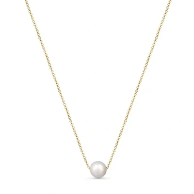 Image of Amberta Women 925 Sterling Silver Freshwater Pearl Necklace: Gold Plated Necklace with 9 10 mm Floating Pendant