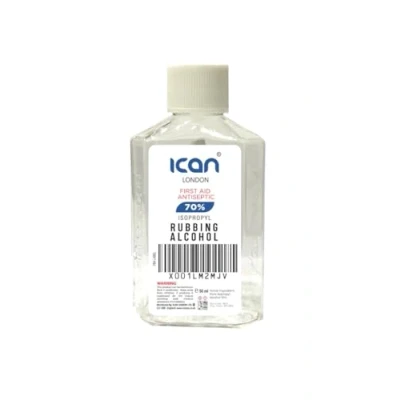 Image of ican london isopropyl rubbing Alcohol 70% First aid Antiseptic Disinfectant 50ml travel size