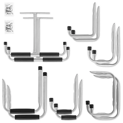 Image of Navaris Garage Ceiling Hooks (Set of 12) Heavy Duty Storage Hook Hangers Variety Pack for Hanging Bike, Ladder, Equipment Overhead Mount