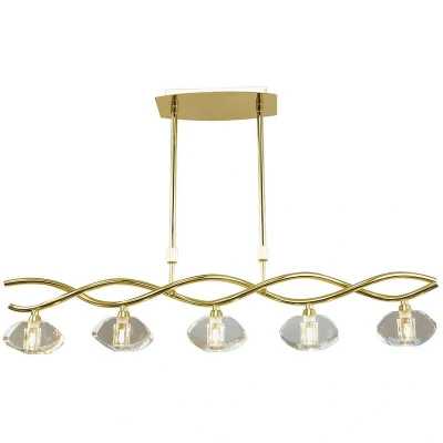 Image of Alfa Linear Pendant 5 Light G9, Polished Brass