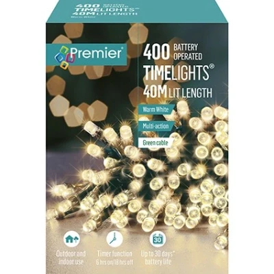 Image of Premier Decorations 400 LED Multi Action Battery TimeLights, Warm White