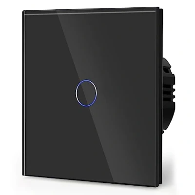 Image of BSEED Touch Light Switch Glass Panel Cross Switchable Non WiFi 1 Gang 2 Way LED Lamp Compitable Black Tempered Screen 240V Wall