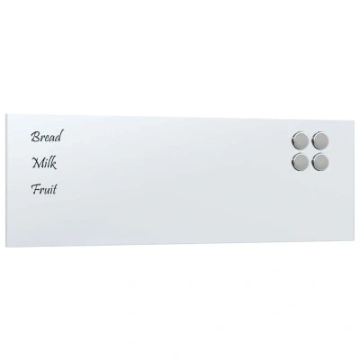 Image of vidaXL 60x20 cm White Glass Magnetic Writing Board Dry Erase Wall Mounted Notice for Office, Home, or School