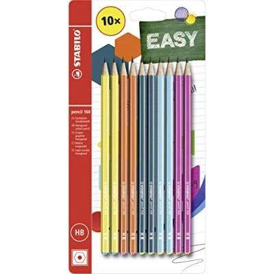 Image of Hexagonal Graphite pencil STABILO 160 Pack of 10 Yellow, Orange, Blue, Petrol, Pink HB