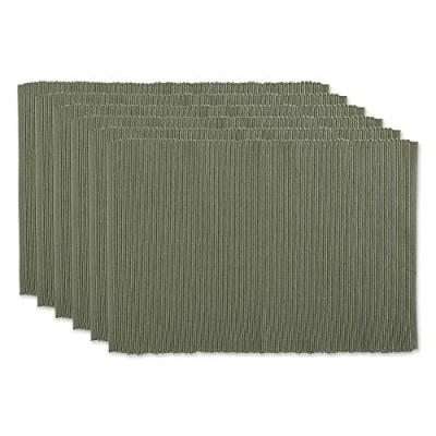 Image of DII Basic Everyday Ribbed Tabletop Collection 100% Cotton, Placemat Set, 13x19, Artichoke, 6 Pieces
