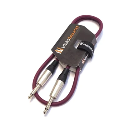 Image of VisioSound Guitar Lead 6.35mm Mono Jack to Jack/Instrument Cable/Patch / 6 Colours (1m, Purple)