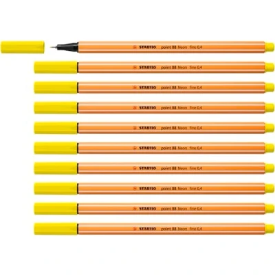 Image of Fineliner STABILO point 88 Pack of 10 Neon Yellow