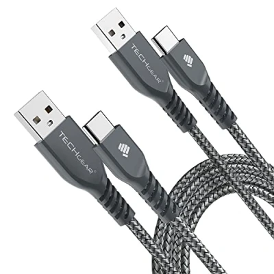 Image of TECHGEAR 2 Pack Extra Long [2x 2M] STRONG High Durability Braided USB C Charging &amp; Sync Cable Compatible for Samsung Tab S6 Lite, A9 Plus / A8 A7 /Lite, S9 S8 Plus/Ultra, Active 3 4 5 Pro