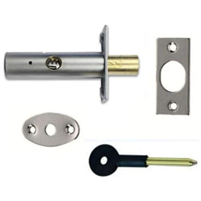 Image of Polished Chrome Door Security Rack Bolt 60mm Complete with Star Key