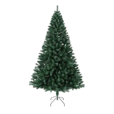 Image of EVRE Artificial Green Christmas Tree Bushy Style with 250 PE PVC Branch Tips &amp; Foldable Strong Metal Stand for Indoor Xmas Festive Home Decor 4Ft or 20CM in height