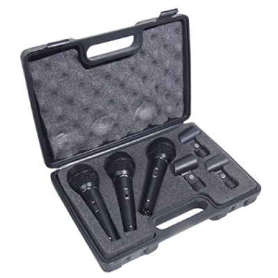 Image of Soundlab Dynamic Professional Vocal Microphone Kit with 3 Microphones and Carry Case