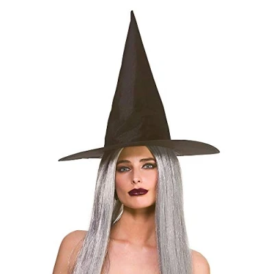 Image of Wicked Costumes Adult Unisex Velvet Black Witches Hat Halloween Fancy Dress Accessory
