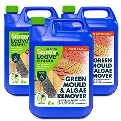 Image of Jarder 3 x 5 Litre Concentrate Spray &amp; Leave Cleaner Patio Fencing Decking Green Mould Algae Killer