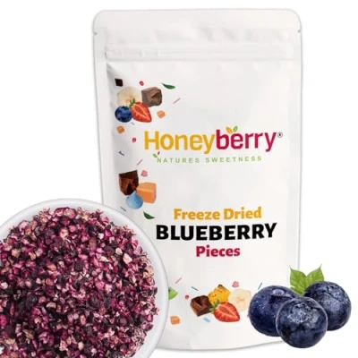 Image of Freeze Dried Blueberry Pieces 250g Fruit Bits Natural Healthy Dry Blueberries for Baking, Cake Decorations, Smoothie, Yoghurt or Ice Creams Topping Dehydrated Fresh