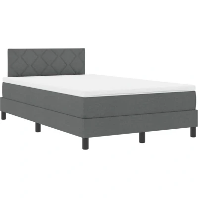 Image of vidaXL Box Spring Bed with Mattress &amp; LED Dark Grey 120x190 cm Fabric