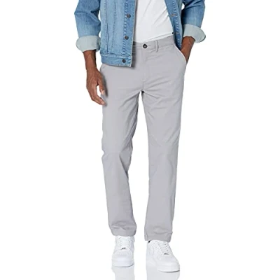 Image of Amazon Essentials Men&#039;s Skinny Fit Casual Stretch Chino Trouser, Light Grey, 33W / 28L