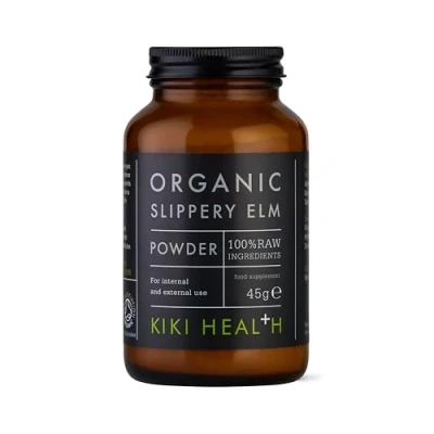 Image of KIKI Health Organic Slippery Elm Powder 45g Suitable for Vegans &amp; Vegetarians No Sweeteners, Colours or Artificial Flavouring Supports The Digestive System