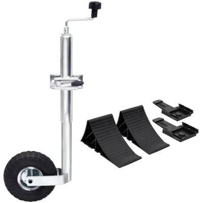 Image of vidaXL Jockey Wheel 48 mm with 1 Split Clamp and Chocks