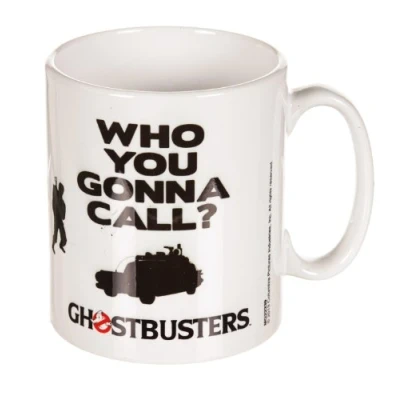 Image of Ghostbusters Who you gonna call? Character and Ecto 1 Car Design Porcelain 315ml Ceramic Coffee &amp; Tea Mug