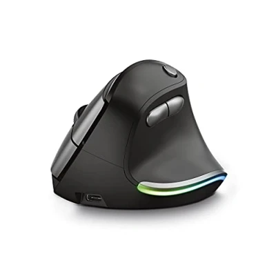Image of Trust Bayo Vertical Mouse, Rechargeable Ergonomic 800 2400 DPI, RF 2.4GHz, 6 Buttons, USB Receiver, 10 m Range, RGB Light, Wireless Mouse for PC, Laptop, Mac Black