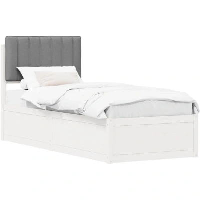 Image of vidaXL Bed Frame with Upholstered Headboard Light Grey 75 x 190 cm