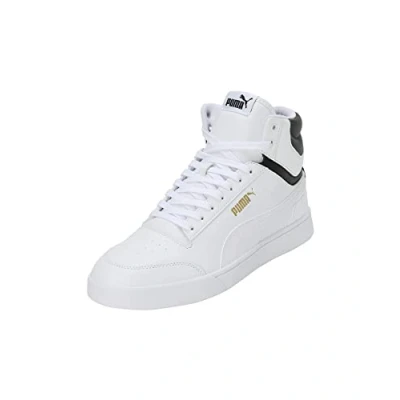 Image of PUMA Unisex Shuffle MID Sneaker, White Black Team Gold, 13 UK