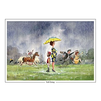Image of &quot;Soft Going&quot; by Thelwell. Large A5 horse racing themed greeting card with envelope. Great gift for the race goer