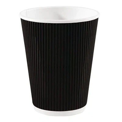 Image of Fiesta CM541 Takeaway Kraft Coffee Cups Ripple Wall, 12 oz., Black (Pack of 25)
