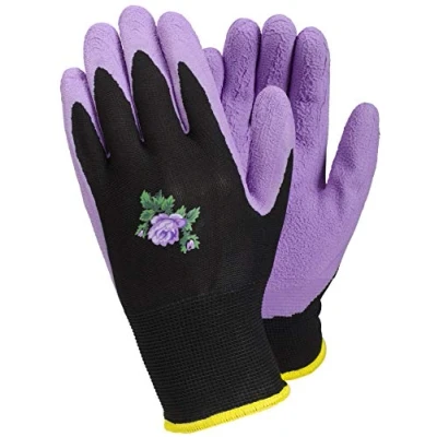 Image of Ejendals Tegera Water Repellent Gardening Gloves Latex Synthetic Palm dipped Purple Ladies Gardeners for all round work Size M