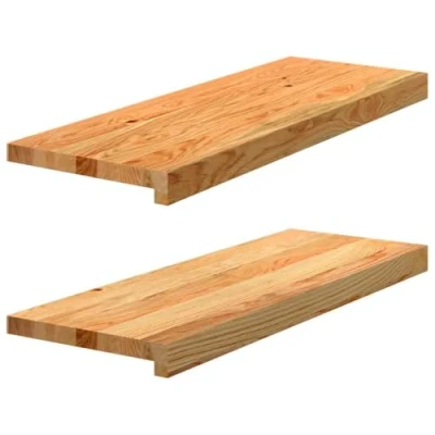 Image of vidaXL Solid Oak Window Sills 2 Pcs Light Brown 70x30x2 cm Durable Untreated Wooden Ledges for Versatile Home Décor