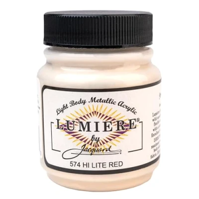 Image of Jacquard Products 2.25 oz Lumiere Metallic Acrylic Paint, Hi Lite Red