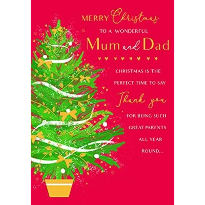 Image of Piccadilly Greetings Classic Christmas Card Mum &amp; Dad 10 x 7 inches
