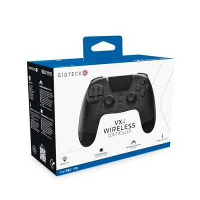 Image of Gioteck VX4 Wireless Controller for PlayStation 4 (PS4) Black with Progammable Back Buttons Bluetooth Compatible