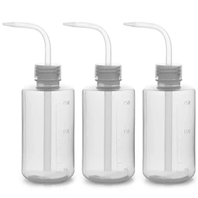 Image of Labasics Chemical Wash Bottle, 3 Pack Plastic Safety Lab Squeeze LDPE with Narrow Mouth, 250 ml (8 oz)/3 Bottles