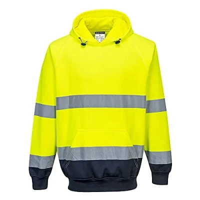 Image of Portwest Two Tone Hooded Sweatshirt Yellow/Navy XXL