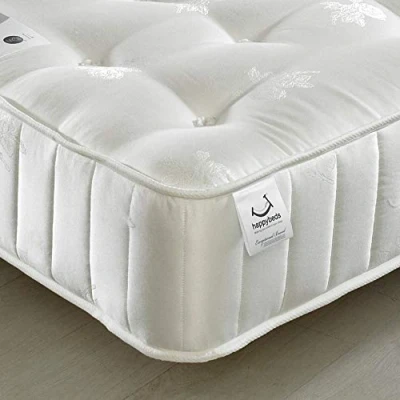 Image of Orthopaedic 3000 Pocket Sprung, Happy Beds Signature Crystal Medium Firm Tension Mattress with Natural Fillings 3ft Single (90 x 190 cm)