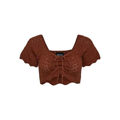 Image of PIECES Women&#039;s Pcbluma Ss Knit Top BC Sww Shirt, Coconut Shell, Large