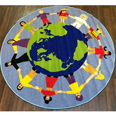 Image of Non Slip Kids Large Circular Play Mat/Rug 133cm x Hours of Fun