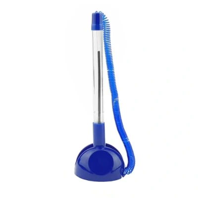 Image of D.RECT Pen on a Chain Reception Holder for Modern, Organized Desk Self Adhesive String Cord, Writing Color Blue