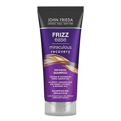 Image of John Frieda Miraculous Recovery Shampoo 75ml, Smoothing and Hydrating Travel Shampoo, Anti Frizz Mini